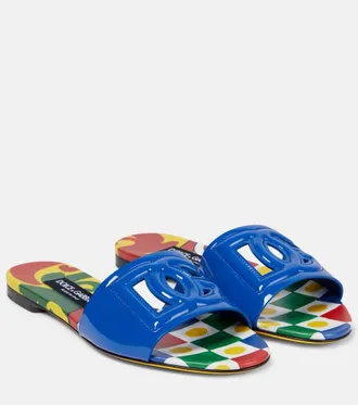 Dolce & Gabbana DG patent leather slides
