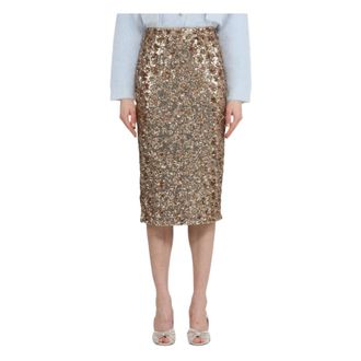 N&deg;21 Midi Skirts, female, Yellow, Size: 2XL Gonna a tubino con tessuto paillettes