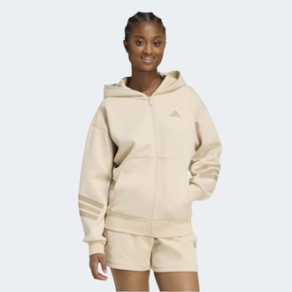 adidas Kapuzensweatshirt ADIDAS SPORTSWEAR W FI 3S FZ HD, Damen, Gr. XXL, crystal linen, Obermaterial: 67% Polyester, 33% Baumwolle, angesetztes B&uuml;ndchen, Sw