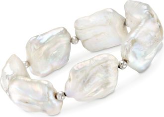 Ross-Simons 17-20mm Cultured Baroque Pearl Stretch Bracelet With Sterling Silver