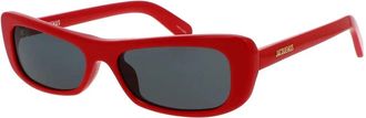 Jacquemus Rode Zonnebril met Grijze Lenzen - Dames - Zonnebrillen - Rood - 55 MM - Accessoires