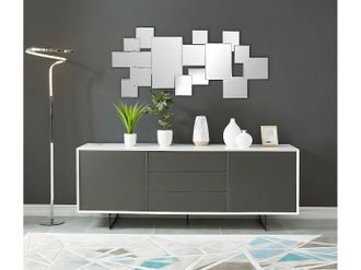 Vente-Unique Specchio a muro destrutturato 120x2x53 cm Inox e MDF Argentato - AROL