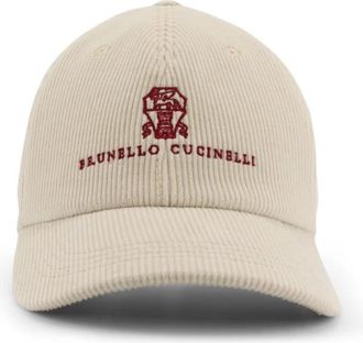 Brunello Cucinelli Logo Geborduurde Verstelbare Hoeden - Heren - Petten - Wit - L - Katoen - Accessoires