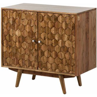 Massivmoebel24 MOSAYK 113 Com&ograve; in legno di acacia laccato / natur 80x42x75