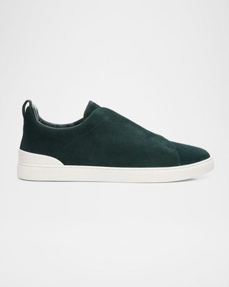 Ermenegildo Zegna Men & apos;s Suede Triple Stitch Slip-On Sneakers