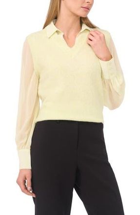 Halogen Illusion Two-Piece Sweater Vest Top in White Jade at Nordstrom Rack, Size Xx-Small