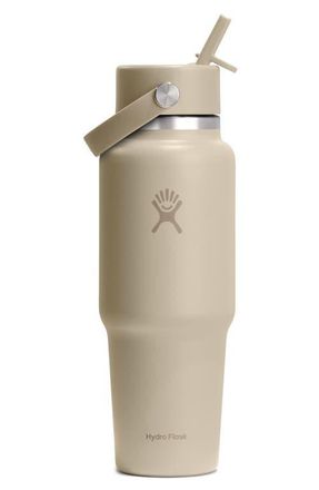 Hydro Flask 32-Ounce Wide Mouth Travel Bottle with Flex Straw Cap in Oat at Nordstrom