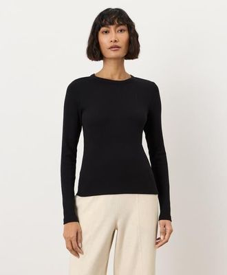 Pact Perfect Rib Layering Long Sleeve Made With Organic Cotton in Black at Nordstrom, Size Xx-Large
