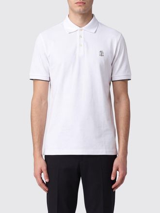 Brunello Cucinelli Polo in cotone a maniche corte con logo ricamato