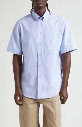 Givenchy Short Sleeve Cotton Oxford Button-Down Shirt in Baby Blue at Nordstrom, Size 39