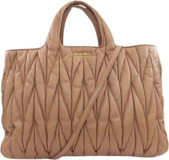 Miu Miu Pre-owned Tote Bags, female, Brown, Size: ONE SIZE Pre-owned Lambskin Tote Bag