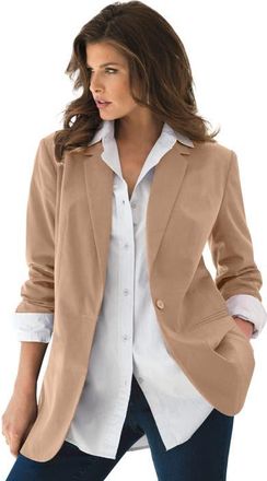 Roaman's Plus Size Relaxed Boyfriend Blazer in Brown Sugar at Nordstrom, Size 44