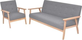 vidaXL Juego De Sof&aacute;s De 2 Piezas Tela Gris Claro Vidaxl