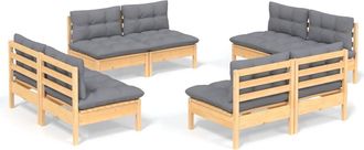 vidaXL Vidaxl - Juego De Muebles De Jard&iacute;n 8 Pzas Y Cojines Madera Pino Gris