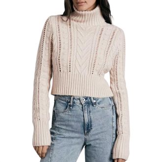 Rag & Bone Elizabeth Wool Cable Turtleneck Sweater In Ivory