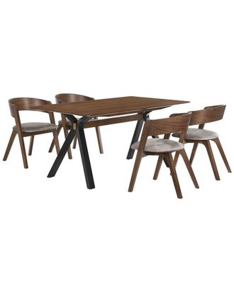 Armen Living Laredo And Jackie 5Pc Walnut Rectangular Dining Set
