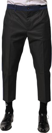 Dolce & Gabbana Gray Blue Cotton 3/4 Chinos Crop Trouser Mens Pants