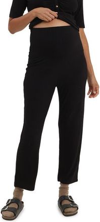 Nom Maternity Camilla Over-the-Belly Ribbed Maternity Pants in Black at Nordstrom, Size X-Small