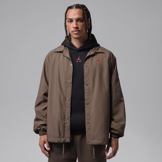 Nike Jordan Mens Jordan Brooklyn Coaches Jacket in Brown | IO2341-274