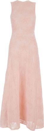 Rotate A-Line Pink Dress With Embossed Floral Motif