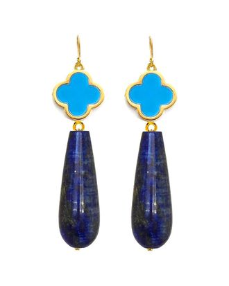 Liv Oliver 18K Plated 62.75 Ct. Tw. Lapis, Turquoise Earrings