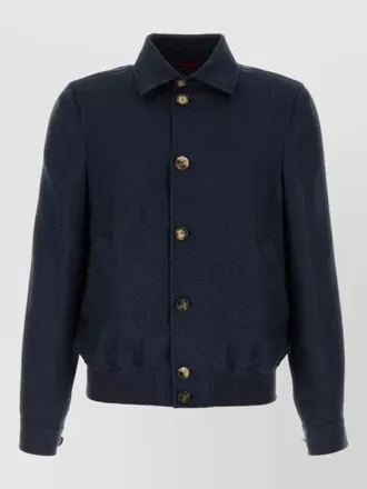 Brunello Cucinelli silk blend bomber jacket point collar ribbed