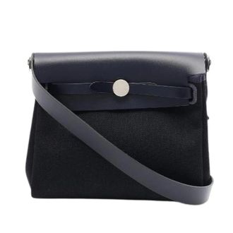 Herm&egrave;s Borsa a spalla Pre-owned Herbag Zip Mini in pelle Vache Hunter e tela Toile Military - - Pre-owned - Donna - Blu - ONE SIZE