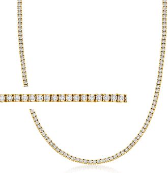 Ross-Simons Diamond Tennis Necklace in 18kt Gold Over Sterling