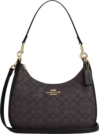 Coach (WMNS) COACH Signature Canvas Terry Hobo Bag Imitation Gold Walnut CV940-IMXAQ