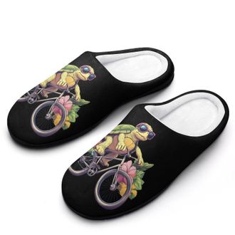 Generic Sea Turtle Riding-bicyclees Womens Slippers Warm House Slippers Indoor House Shoes with Anti-Skid Rubber Sole