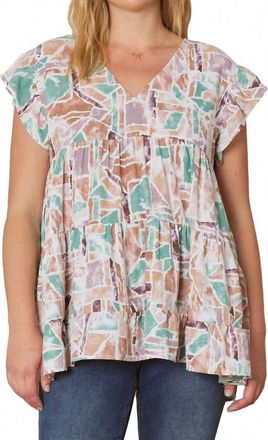 Entro Babydoll Tiered Top In Forest Lavender