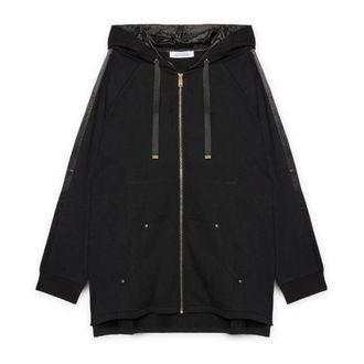 Fiorella Rubino Hoodies & sweatvesten, Dames, Zwart, S, Katoen, Hooded sweatshirt met ritssluiting