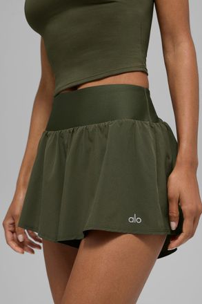 Alo | Victory Running Short in Green Olive, Size: Medium
