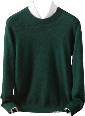 Generic Mens Round Neck Sweater Simple Business Pullover Spring Breathable Loose Jumper Tops