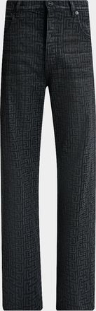 Balmain Men & apos;s Loose-Fit Monogram Denim Jeans