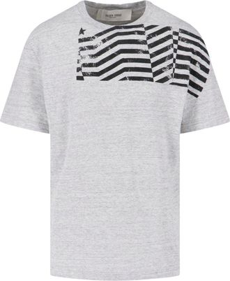 Golden Goose Flag Print T-Shirt - Grey