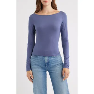 Reformation Wiley Long Sleeve Knit Top in Blue Iris at Nordstrom, Size X-Small