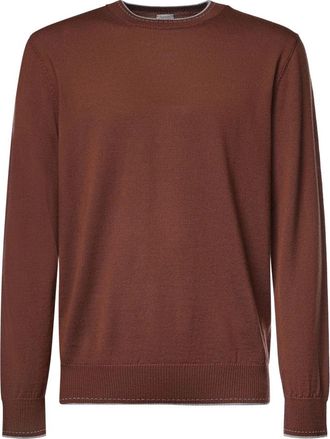Eleventy Trui met ronde hals - Heren - Ronde hals truien - Bruin - L - Wol - Truien & Vesten