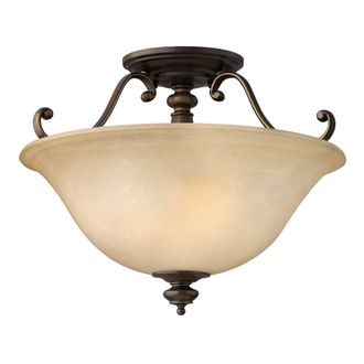 Netlighting Dunhill 2 Light Semi Flush Ceiling Light Royal Bronze E27 in Brown
