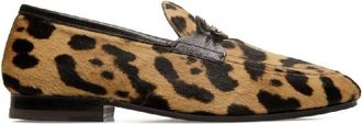 Bally Pesek Leopard Print Haircalf Leather Loafers