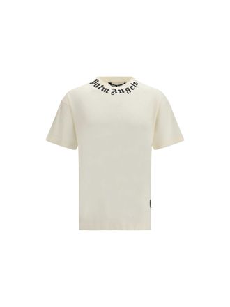 Palm Angels White Crewneck Logo Cotton T-Shirt