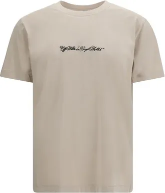 Off-white Beige Cotton Mens T-Shirt