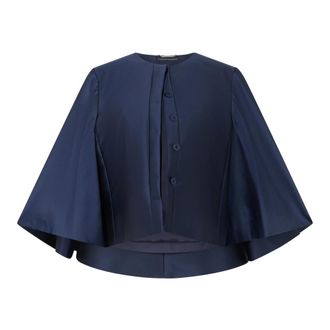 Alberta Ferretti Cropped Jacket - female - Alberta Ferretti - Ponchos - Blue - XL - Jackets
