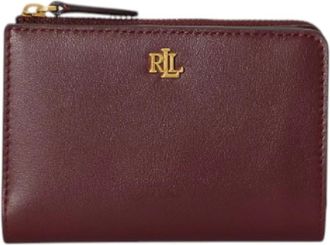 Ralph Lauren Compact Portemonnee met Twee Voud - Dames - Portefeuilles - Bruin - ONE Size - Leer - Accessoires