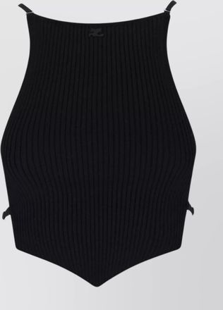 Courr&egrave;ges square neck logo patch tank top