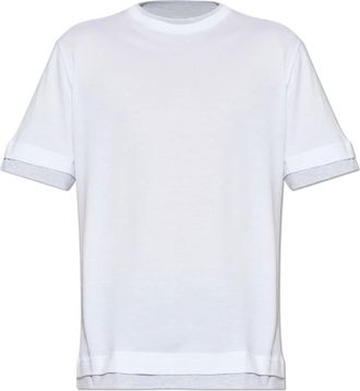 Eleventy Tops, Heren, Grijs, M, Katoen, Katoenen T-shirt met ronde hals