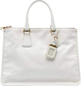 Prada Pre-owned Handbags, female, White, Size: ONE SIZE Pre-owned Leather Tote