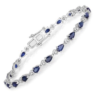 Diana M. Jewels Blue Sapphire Pears 5x3mm - 20Pcs + White Diamond F/C Round 1.10mm ( I1-I2/I color ) - 20Pcs ( Box Lock With Double Safety )