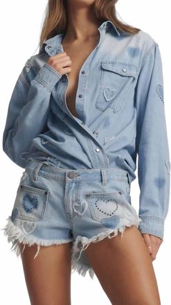 One Teaspoon Retro Dukes Low Waist Mini Denim Shorts In Blue Heart