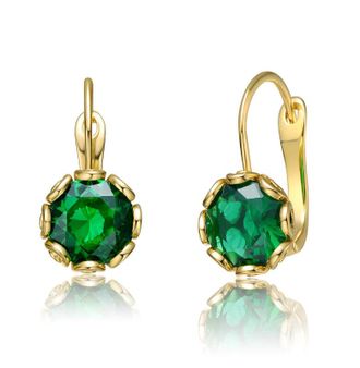 Rachel Glauber Solitaire Drop Earrings with Colored Cubic Zirconia